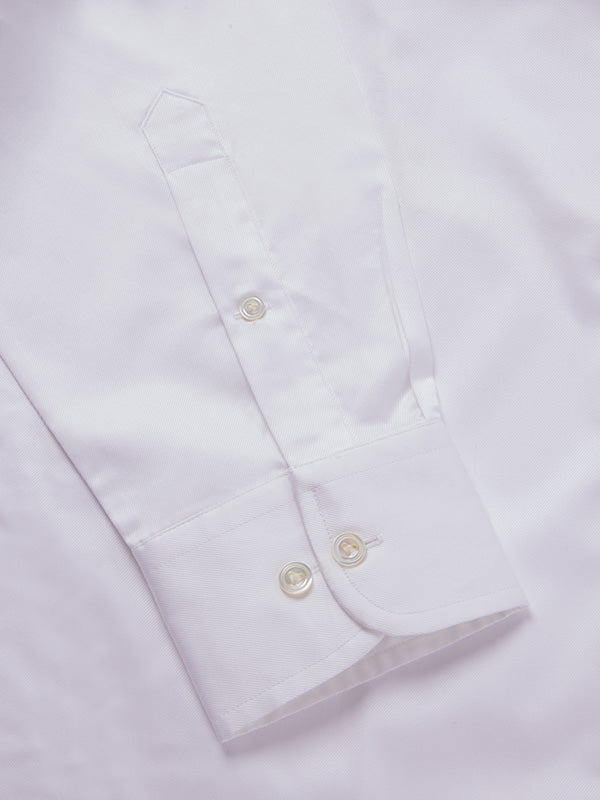 Antonello White Solid Full Sleeve Single Cuff Classic Fit Classic Formal Two Ply Mercerized Cotton Shirt