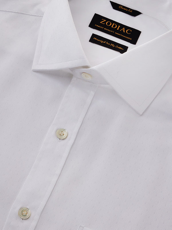 Antonello White Solid Full Sleeve Double Cuff Classic Fit Classic Formal Two Ply Mercerized Cotton Shirt