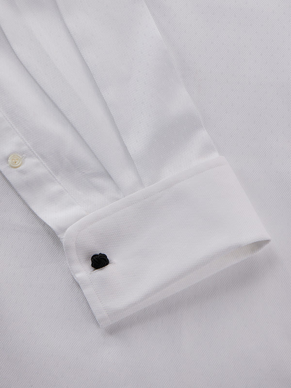 Antonello White Solid Full Sleeve Double Cuff Classic Fit Classic Formal Two Ply Mercerized Cotton Shirt