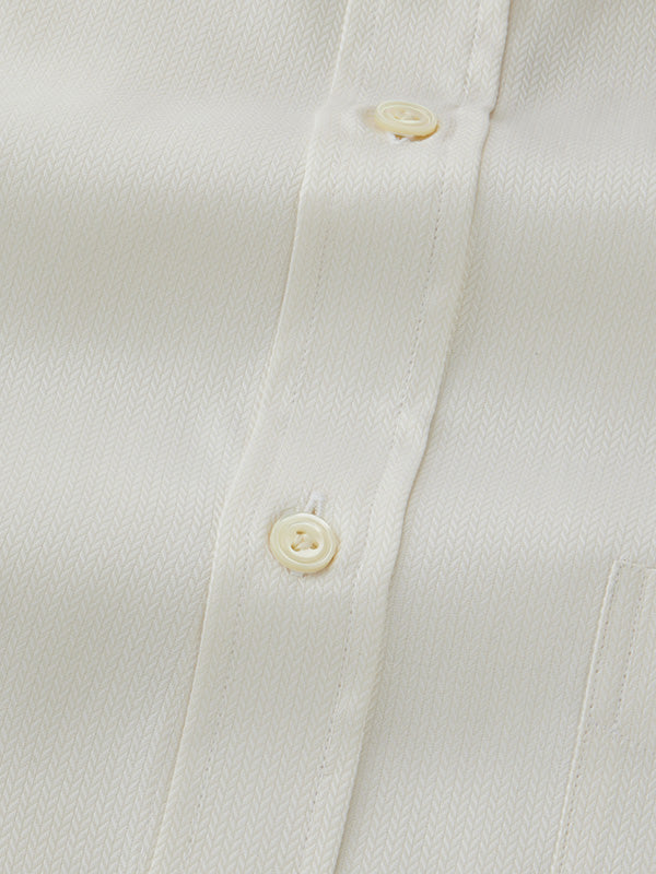 Antonello Cream Solid Half Sleeve Classic Fit Classic Formal Two Ply Mercerized Cotton Shirt