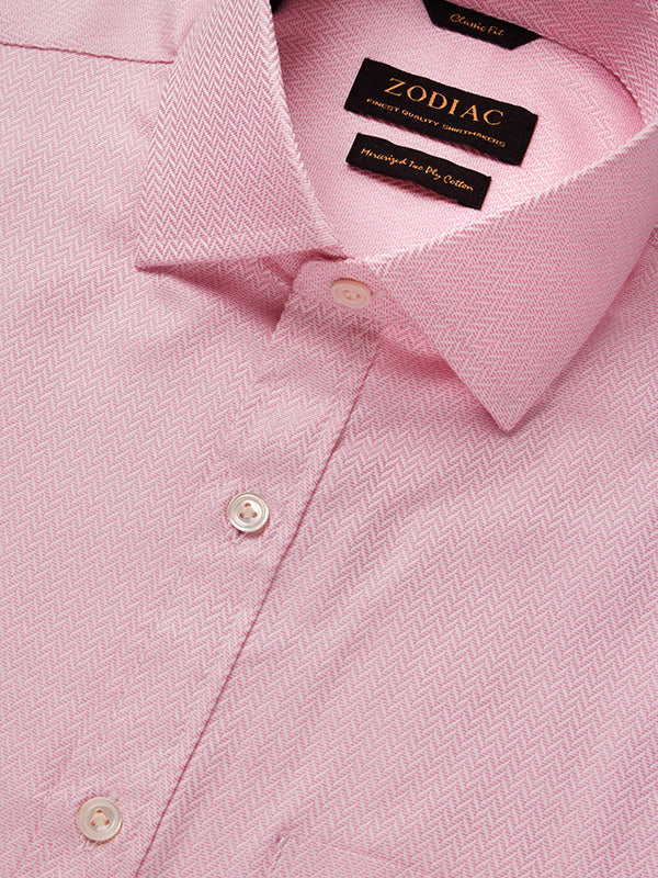 Antonello Pink Solid Full Sleeve Single Cuff Classic Fit Classic Formal Two Ply Mercerized Cotton Shirt