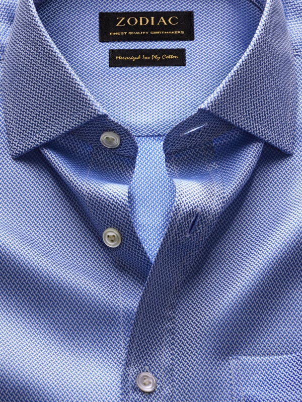 Antonello Blue Solid Full Sleeve Double Cuff Classic Fit Classic Formal Two Ply Mercerized Cotton Shirt
