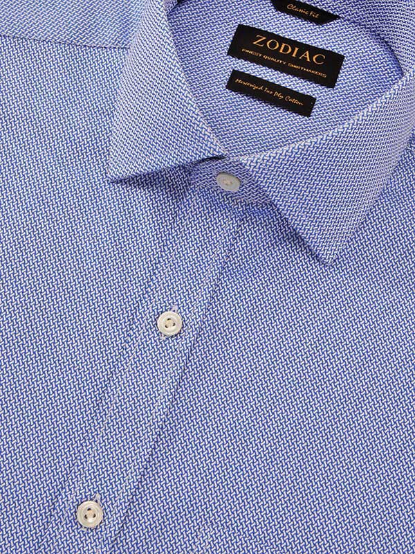 Antonello Blue Solid Full Sleeve Double Cuff Classic Fit Classic Formal Two Ply Mercerized Cotton Shirt