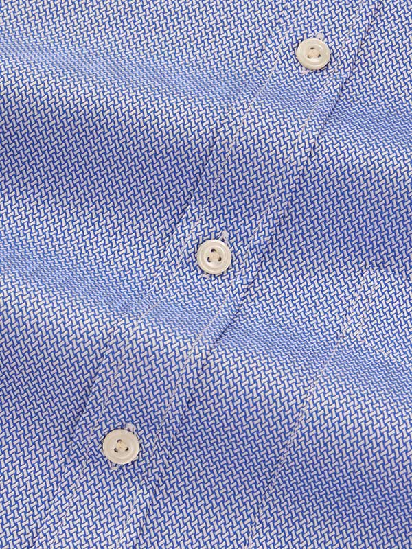 Antonello Blue Solid Full Sleeve Double Cuff Classic Fit Classic Formal Two Ply Mercerized Cotton Shirt