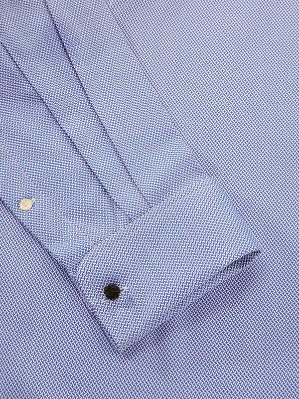 Antonello Blue Solid Full Sleeve Double Cuff Classic Fit Classic Formal Two Ply Mercerized Cotton Shirt
