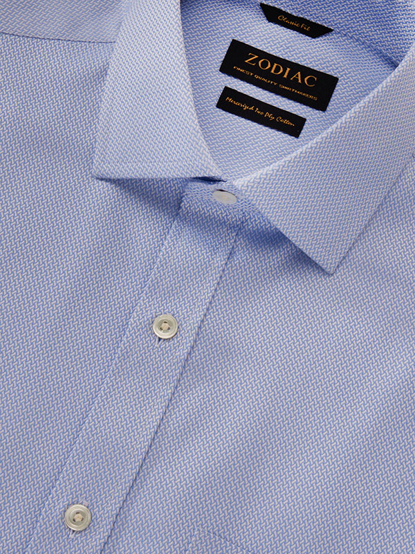 Antonello Sky Solid Full Sleeve Double Cuff Classic Fit Classic Formal Two Ply Mercerized Cotton Shirt