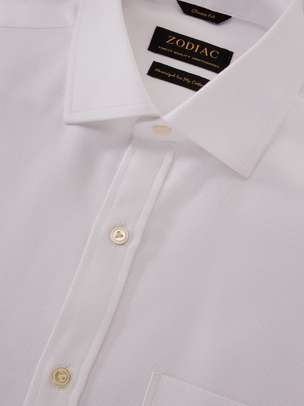 Antonello White Solid Full Sleeve Double Cuff Classic Fit Classic Formal Two Ply Mercerized Cotton Shirt