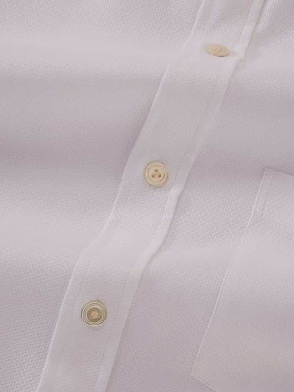 Antonello White Solid Full Sleeve Double Cuff Classic Fit Classic Formal Two Ply Mercerized Cotton Shirt