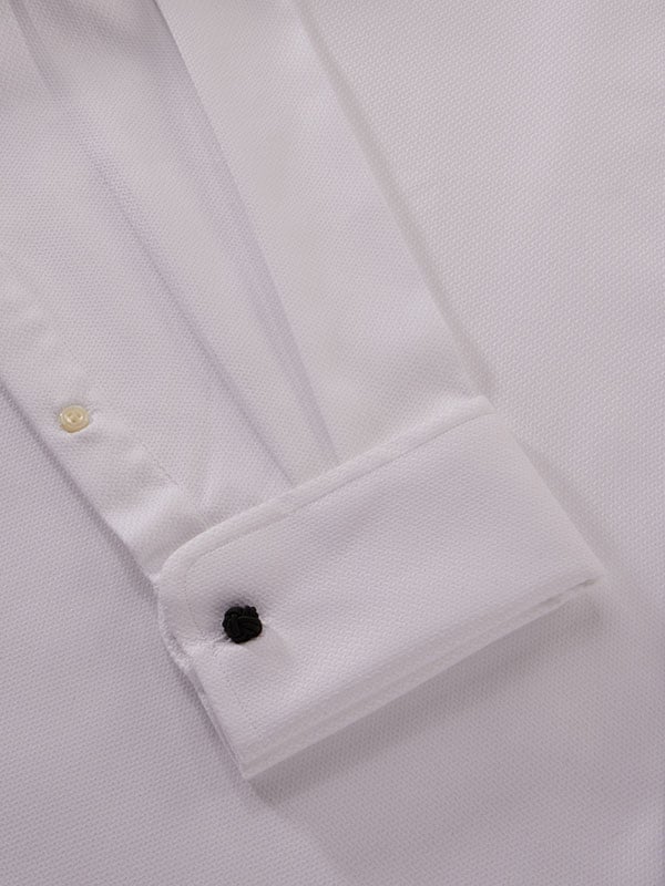 Antonello White Solid Full Sleeve Double Cuff Classic Fit Classic Formal Two Ply Mercerized Cotton Shirt