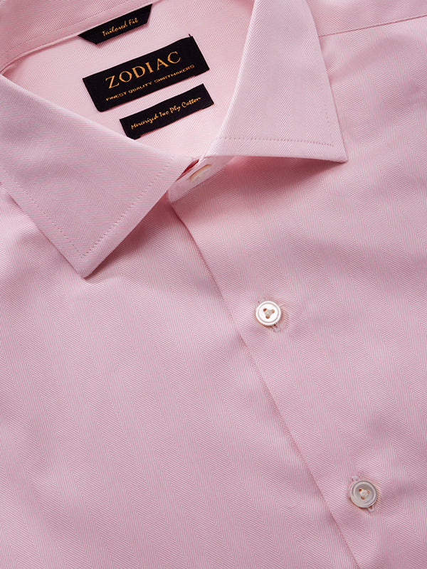Antonello Pink Solid Full Sleeve Double Cuff Tailored Fit Classic Formal Two Ply Mercerized Cotton Shirt