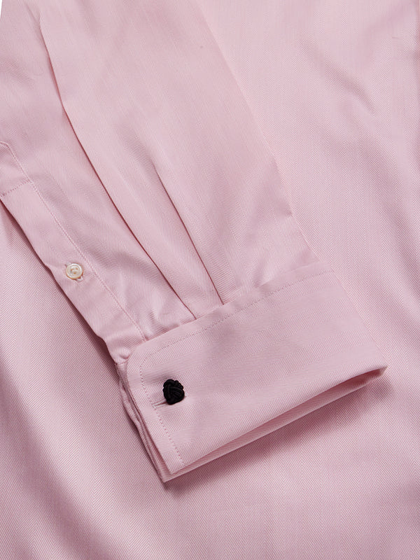 Antonello Pink Solid Full Sleeve Double Cuff Tailored Fit Classic Formal Two Ply Mercerized Cotton Shirt