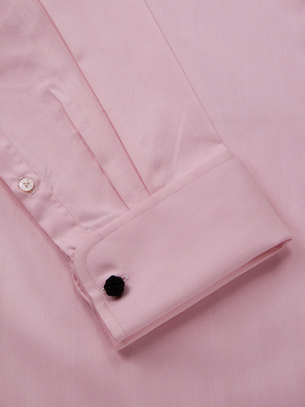 Antonello Pink Solid Full Sleeve Double Cuff Tailored Fit Classic Formal Two Ply Mercerized Cotton Shirt