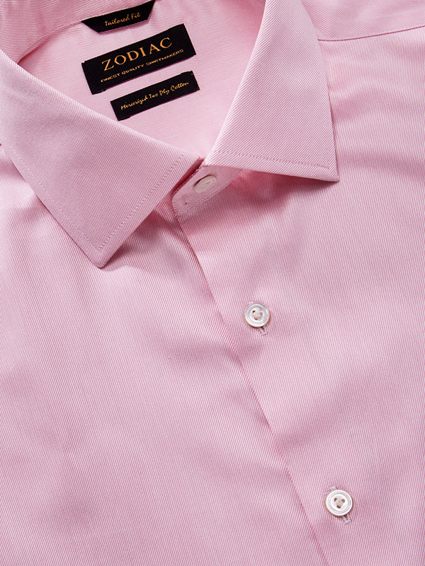 Antonello Pink Solid Full Sleeve Double Cuff Tailored Fit Classic Formal Two Ply Mercerized Cotton Shirt