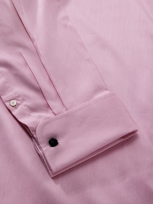 Antonello Pink Solid Full Sleeve Double Cuff Tailored Fit Classic Formal Two Ply Mercerized Cotton Shirt