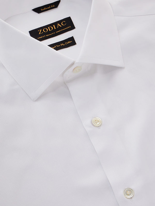 Antonello White Solid Full Sleeve Double Cuff Tailored Fit Classic Formal Two Ply Mercerized Cotton Shirt
