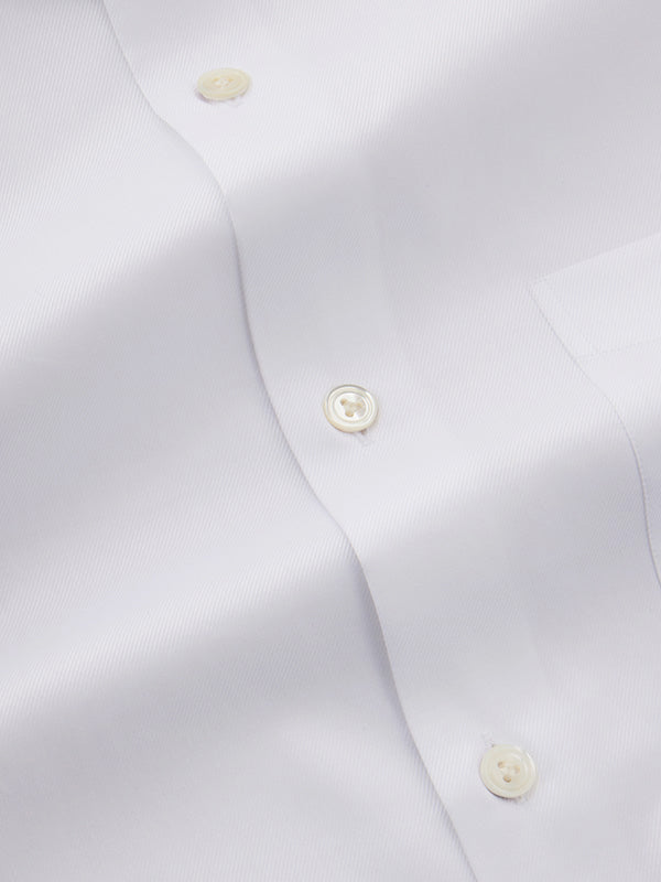 Antonello White Solid Full Sleeve Double Cuff Tailored Fit Classic Formal Two Ply Mercerized Cotton Shirt