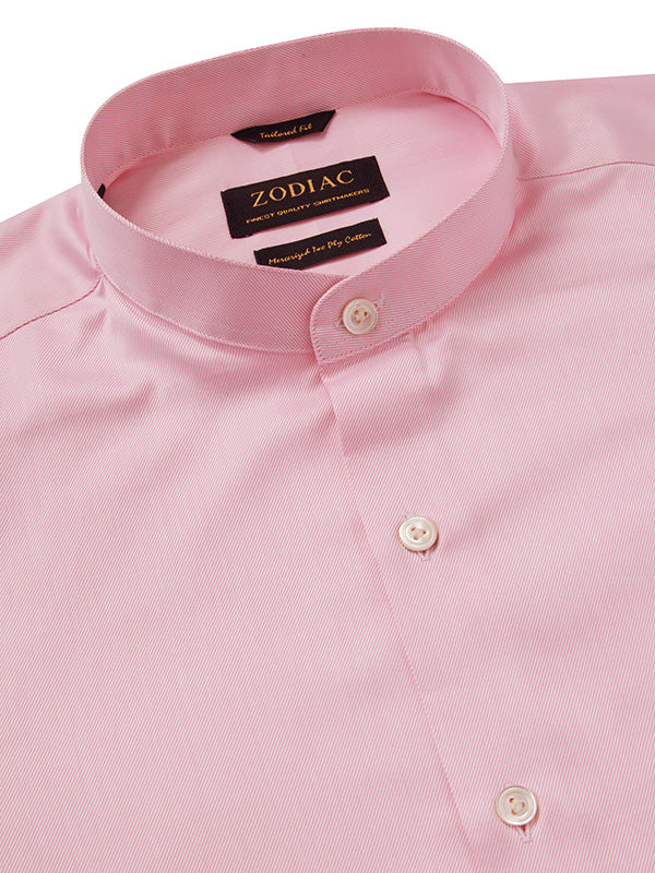 Antonello Pink Solid Full Sleeve Single Cuff Tailored Fit Semi Formal Two Ply Mercerized Cotton Shirt
