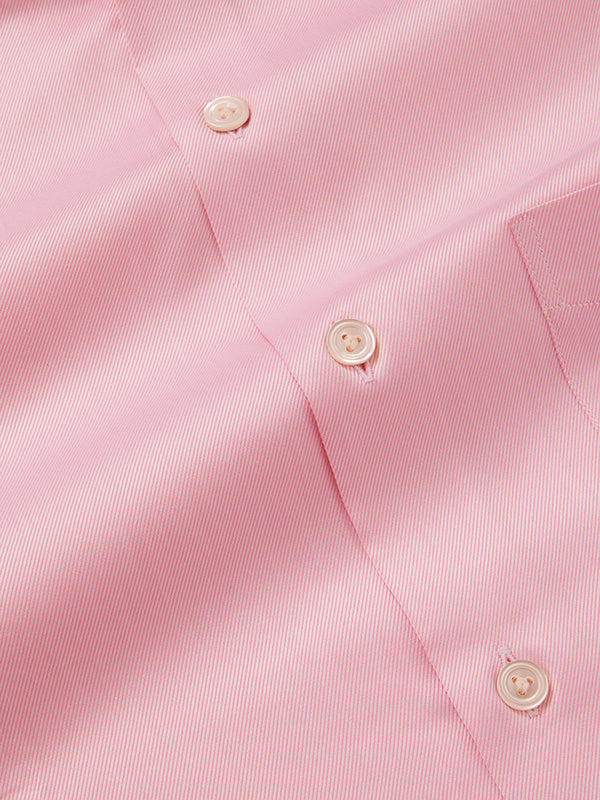Antonello Pink Solid Full Sleeve Single Cuff Tailored Fit Semi Formal Two Ply Mercerized Cotton Shirt