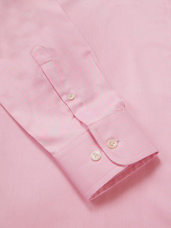 Antonello Pink Solid Full Sleeve Single Cuff Tailored Fit Semi Formal Two Ply Mercerized Cotton Shirt