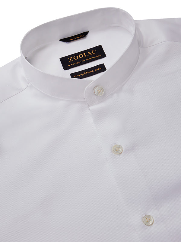 Antonello White Solid Full Sleeve Single Cuff Tailored Fit Semi Formal Two Ply Mercerized Cotton Shirt