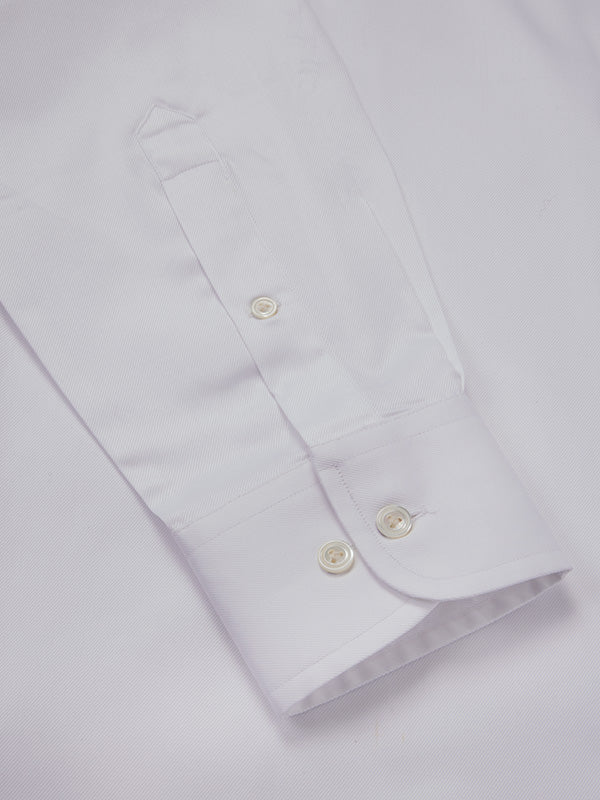 Antonello White Solid Full Sleeve Single Cuff Tailored Fit Semi Formal Two Ply Mercerized Cotton Shirt