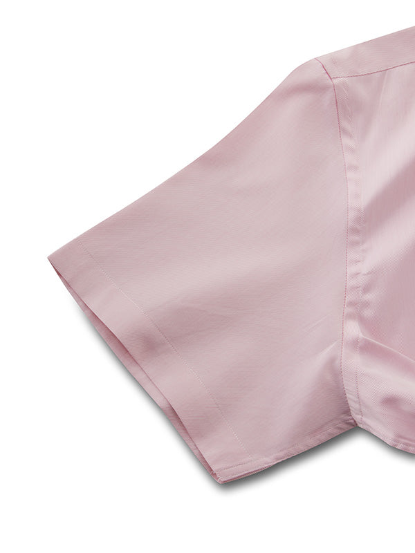 Antonello Pink Solid Half Sleeve Tailored Fit Classic Formal Two Ply Mercerized Cotton Shirt