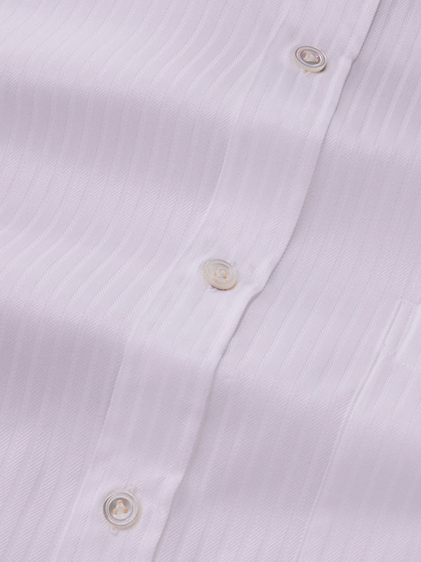 Antonello White Striped Full Sleeve Double Cuff Tailored Fit Classic Formal Two Ply Mercerized Cotton Shirt