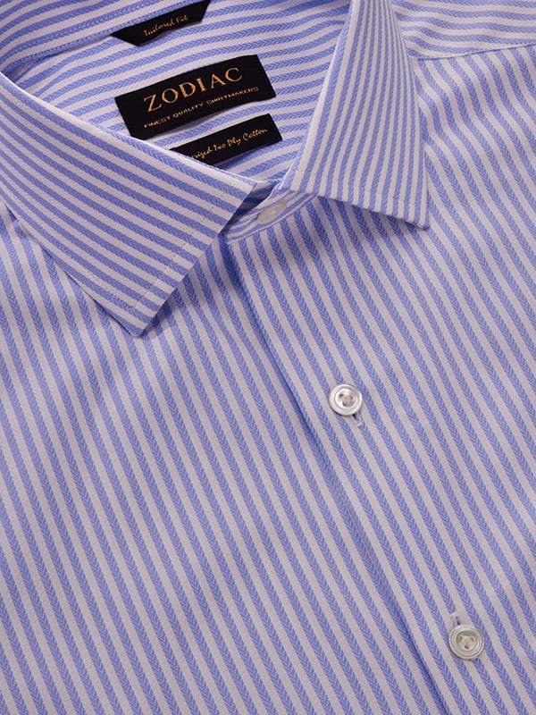 Antonello Sky Striped Full Sleeve Single Cuff Tailored Fit Classic Formal Two Ply Mercerized Cotton Shirt