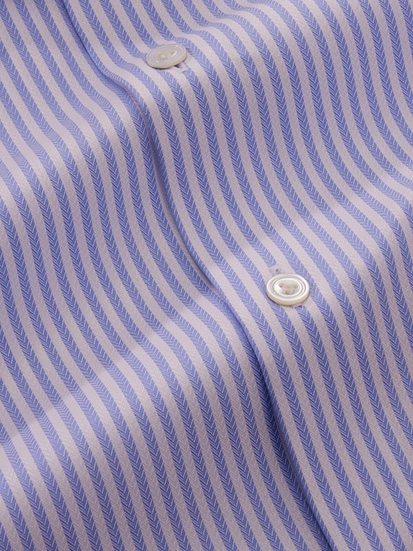 Antonello Sky Striped Full Sleeve Single Cuff Tailored Fit Classic Formal Two Ply Mercerized Cotton Shirt
