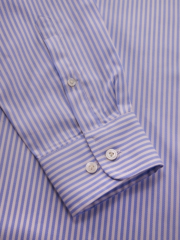 Antonello Sky Striped Full Sleeve Single Cuff Tailored Fit Classic Formal Two Ply Mercerized Cotton Shirt