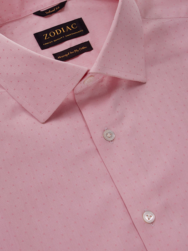 Antonello Pink Solid Full Sleeve Single Cuff Tailored Fit Classic Formal Two Ply Mercerized Cotton Shirt