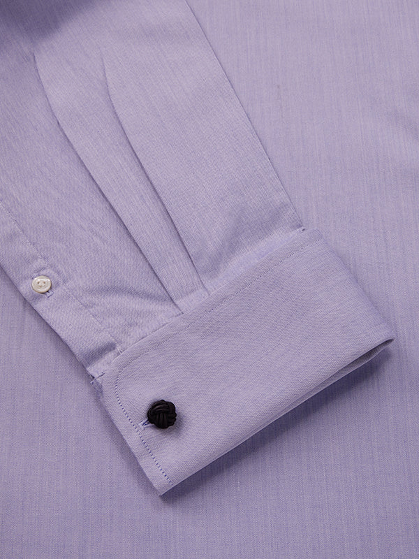 Antonello Blue Solid Full Sleeve Double Cuff Tailored Fit Classic Formal Two Ply Mercerized Cotton Shirt