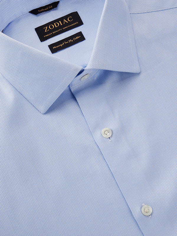 Antonello Sky Solid Full Sleeve Double Cuff Tailored Fit Classic Formal Two Ply Mercerized Cotton Shirt