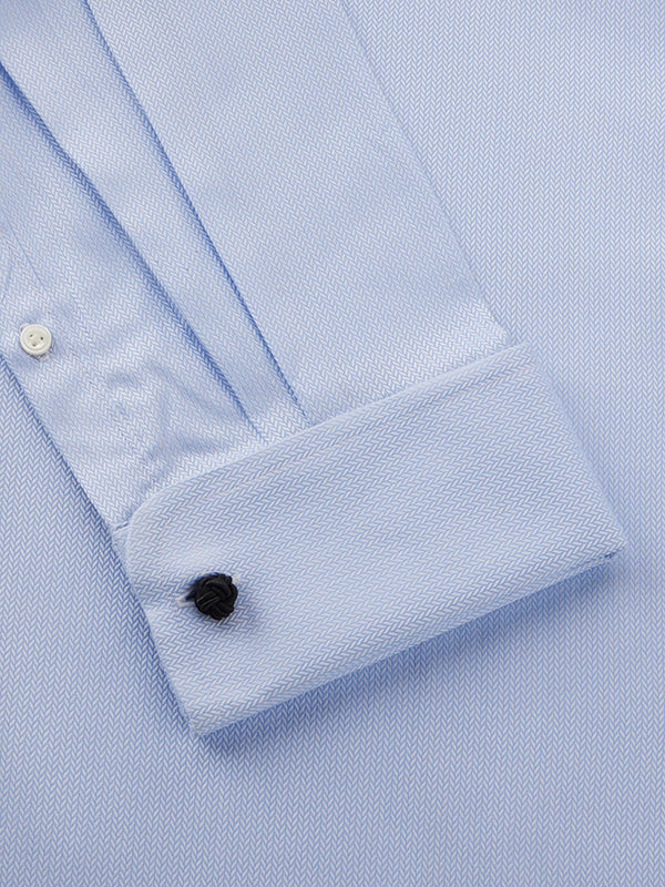 Antonello Sky Solid Full Sleeve Double Cuff Tailored Fit Classic Formal Two Ply Mercerized Cotton Shirt