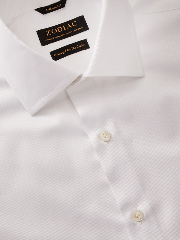 Antonello White Solid Full Sleeve Single Cuff Tailored Fit Classic Formal Two Ply Mercerized Cotton Without Pocket Shirt