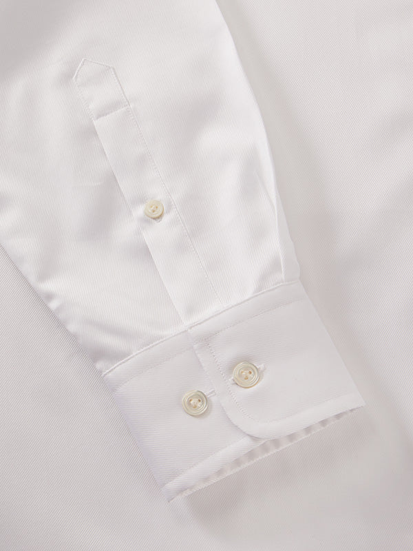 Antonello White Solid Full Sleeve Single Cuff Tailored Fit Classic Formal Two Ply Mercerized Cotton Without Pocket Shirt