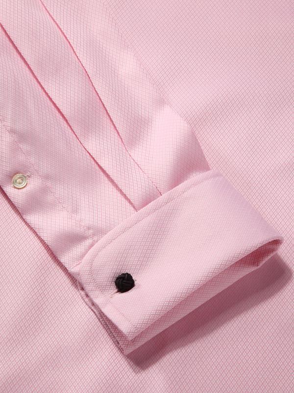 Antonello Pink Solid Full Sleeve Single Cuff Tailored Fit Classic Formal Two Ply Mercerized Cotton Shirt