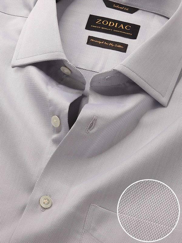 Antonello Light Grey Solid Full Sleeve Single Cuff Tailored Fit Classic Formal Two Ply Mercerized Cotton Shirt