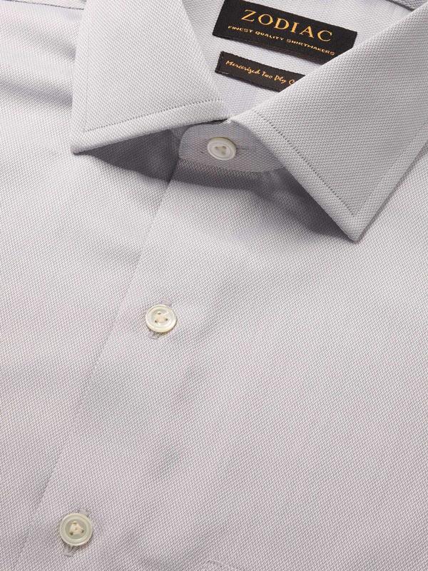 Antonello Light Grey Solid Full Sleeve Single Cuff Tailored Fit Classic Formal Two Ply Mercerized Cotton Shirt
