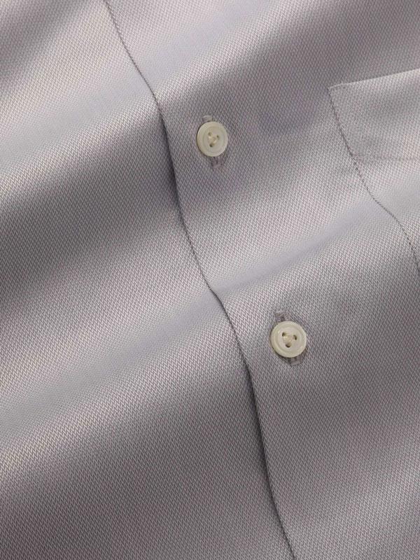 Antonello Light Grey Solid Full Sleeve Single Cuff Tailored Fit Classic Formal Two Ply Mercerized Cotton Shirt