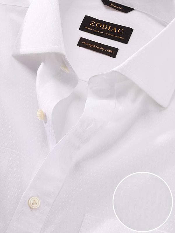 Antonello White Solid Full Sleeve Single Cuff Classic Fit Classic Formal Two Ply Mercerized Cotton Shirt