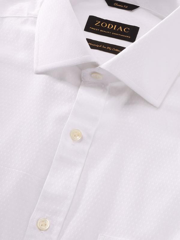 Antonello White Solid Full Sleeve Single Cuff Classic Fit Classic Formal Two Ply Mercerized Cotton Shirt