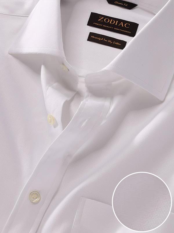 Antonello White Solid Full Sleeve Double Cuff Classic Fit Classic Formal Two Ply Mercerized Cotton Shirt