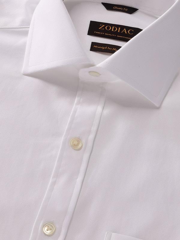 Antonello White Solid Full Sleeve Double Cuff Classic Fit Classic Formal Two Ply Mercerized Cotton Shirt