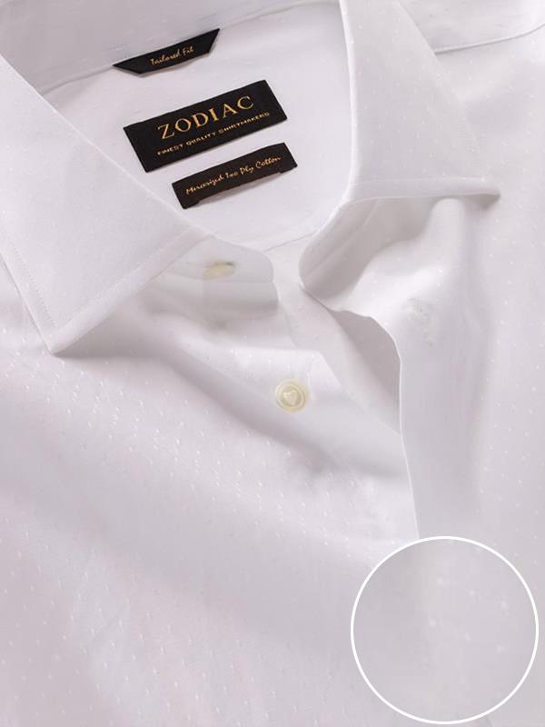 Antonello White Solid Full Sleeve Single Cuff Tailored Fit Classic Formal Two Ply Mercerized Cotton Shirt