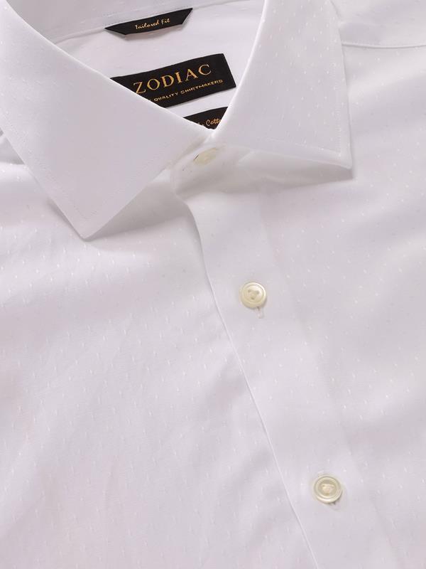Antonello White Solid Full Sleeve Single Cuff Tailored Fit Classic Formal Two Ply Mercerized Cotton Shirt