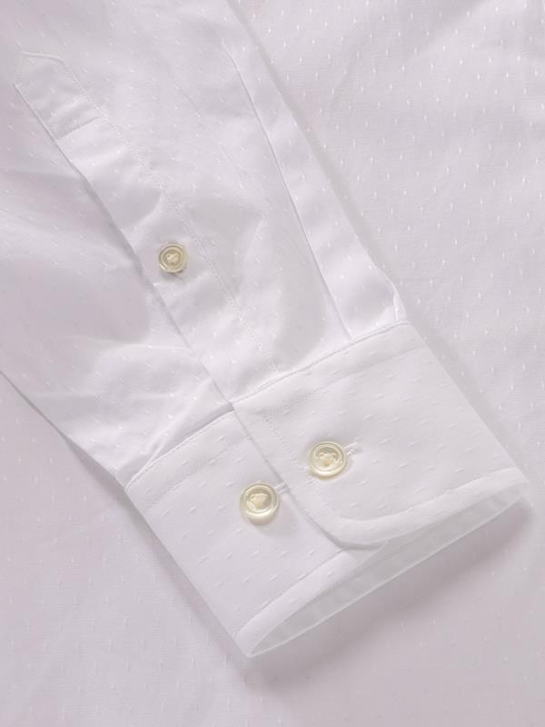 Antonello White Solid Full Sleeve Single Cuff Tailored Fit Classic Formal Two Ply Mercerized Cotton Shirt