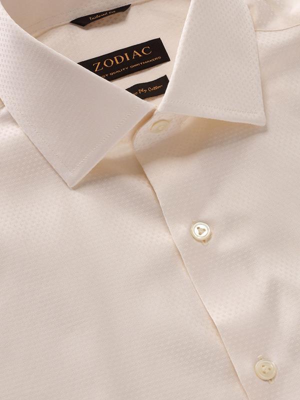 Antonello Cream Solid Full Sleeve Single Cuff Tailored Fit Classic Formal Two Ply Mercerized Cotton Shirt