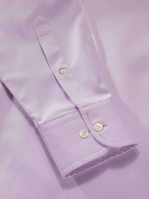 Antonello Lilac Solid Single Cuff Classic Fit Classic Formal Two Ply Mercerized Cotton Shirt