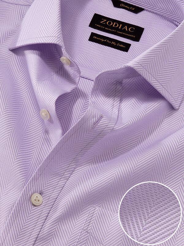 Antonello Lilac Solid Full Sleeve Single Cuff Classic Fit Classic Formal Two Ply Mercerized Cotton Shirt